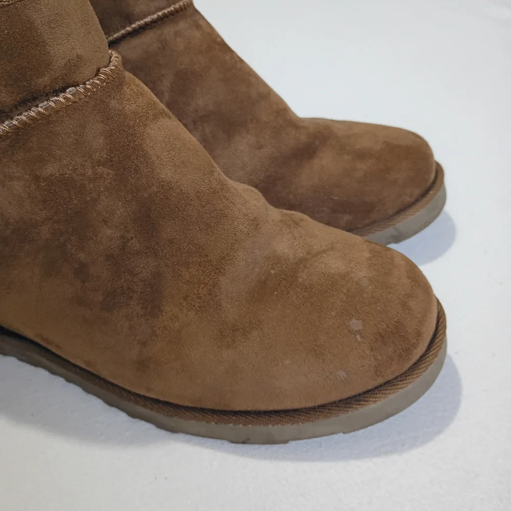 Dunes Karma Brown Suede-Like Hidden Wedge Ankle Boots Sz 10 Fall Autumn Winter